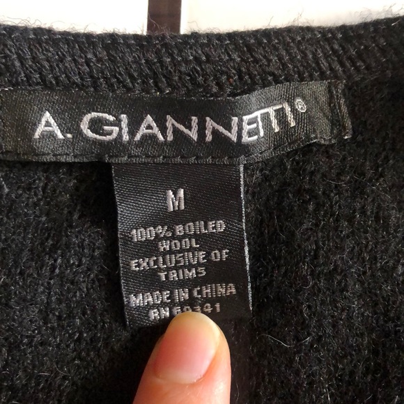 A. Gianetti Boiled Wool Sweater Size M Black - Picture 7 of 7